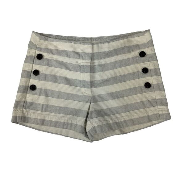 Loft Shorts Size 4 White Striped With Black Buttons On Side - Picture 1 of 9